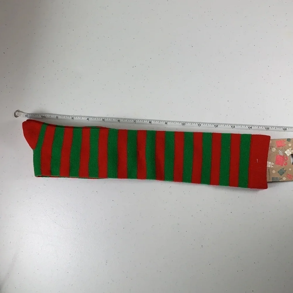 Green and Red Knee High Holiday Socks - 1 pair